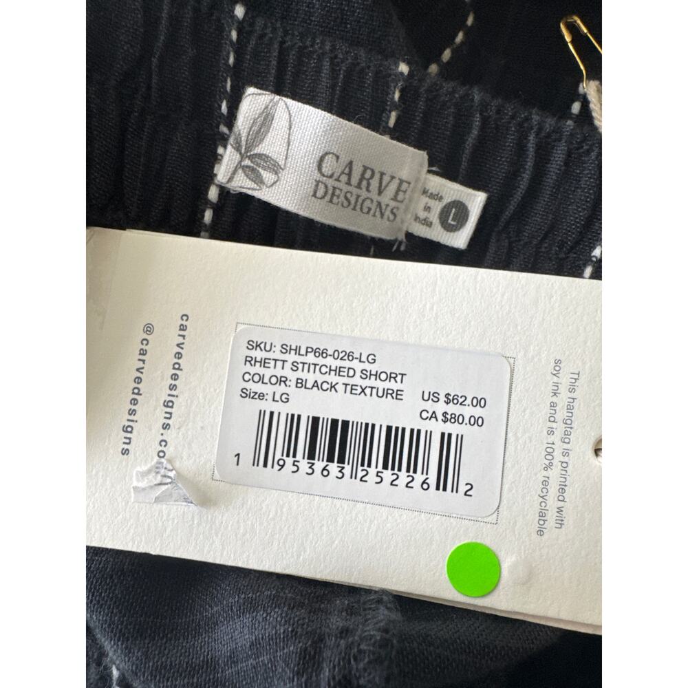 CARVE DESIGNS Rhett Stitched High Rise Relaxed Short Black Texture Large NWT - Picture 5 of 7